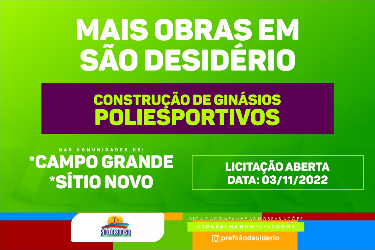 Prefeitura de São Desidério lança edital para construção de dois Ginásios Poliesportivos